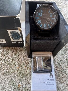 Nixon 51-30 All Black / Blue Watch New in Box